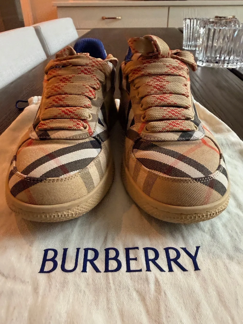 Burberry Terrace Check Canvas Low-Top Sneakers - Size 9 (Fits 8.5)